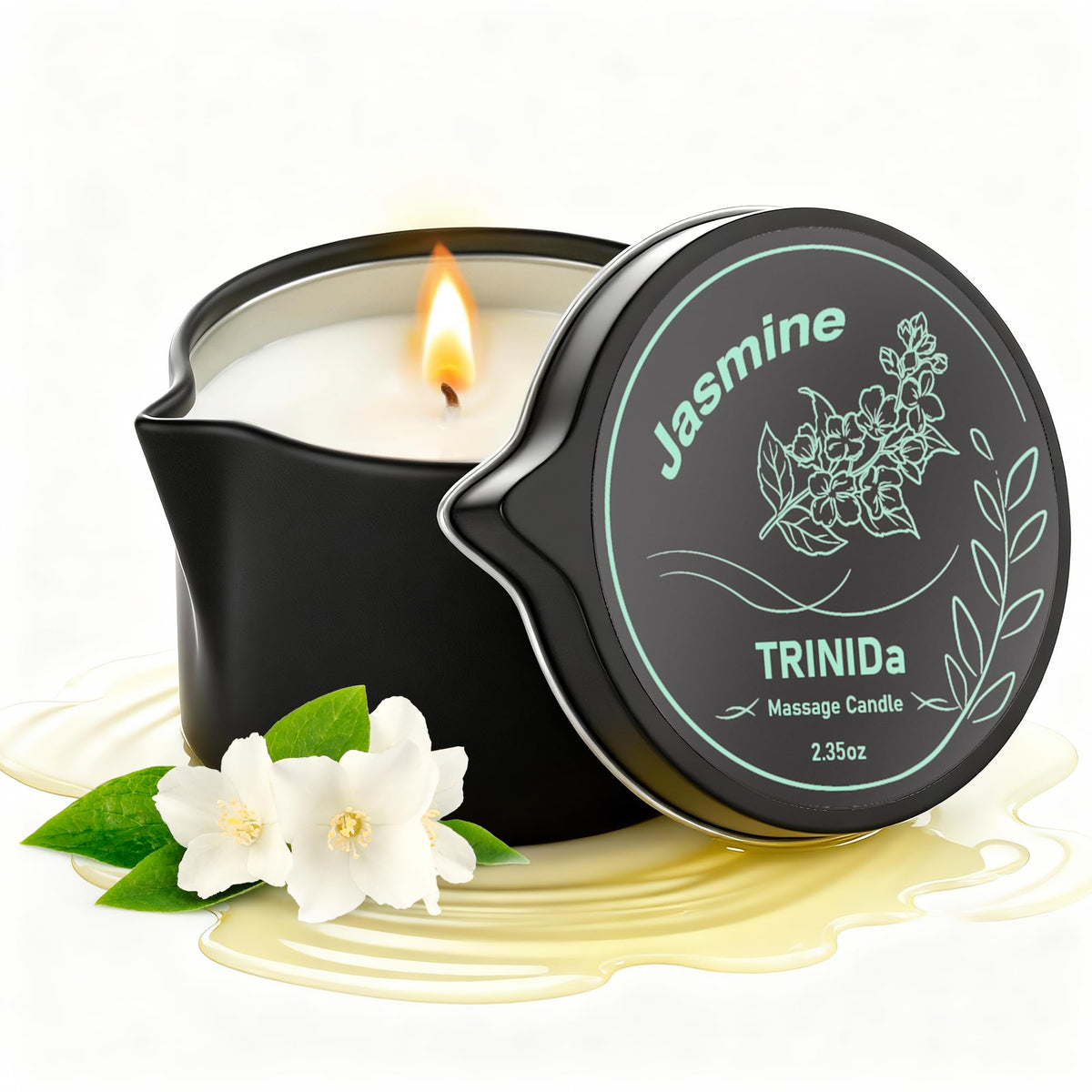 TRINIDa Bougie Massage Jasmin – expérience sensorielle chaude et hydratante pour le massage.