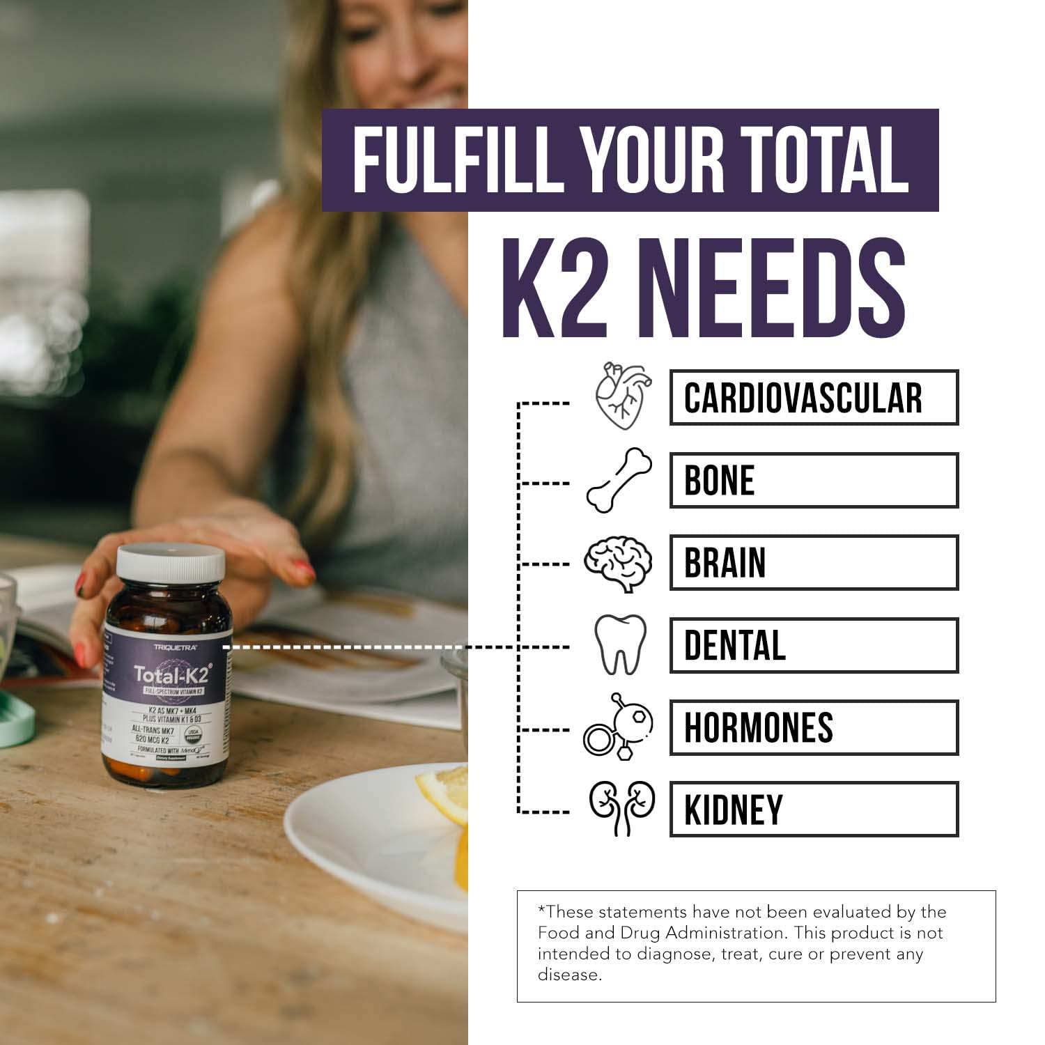Triquetra Health Total K2: certification USDA Organic et production US pour la traçabilité.