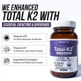 Triquetra Health Total K2: section ingrédients organiques et vitamine D3 pour une approche complète.