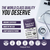 Triquetra Health Total K2: emballage compact prêt à transporter lors des déplacements.