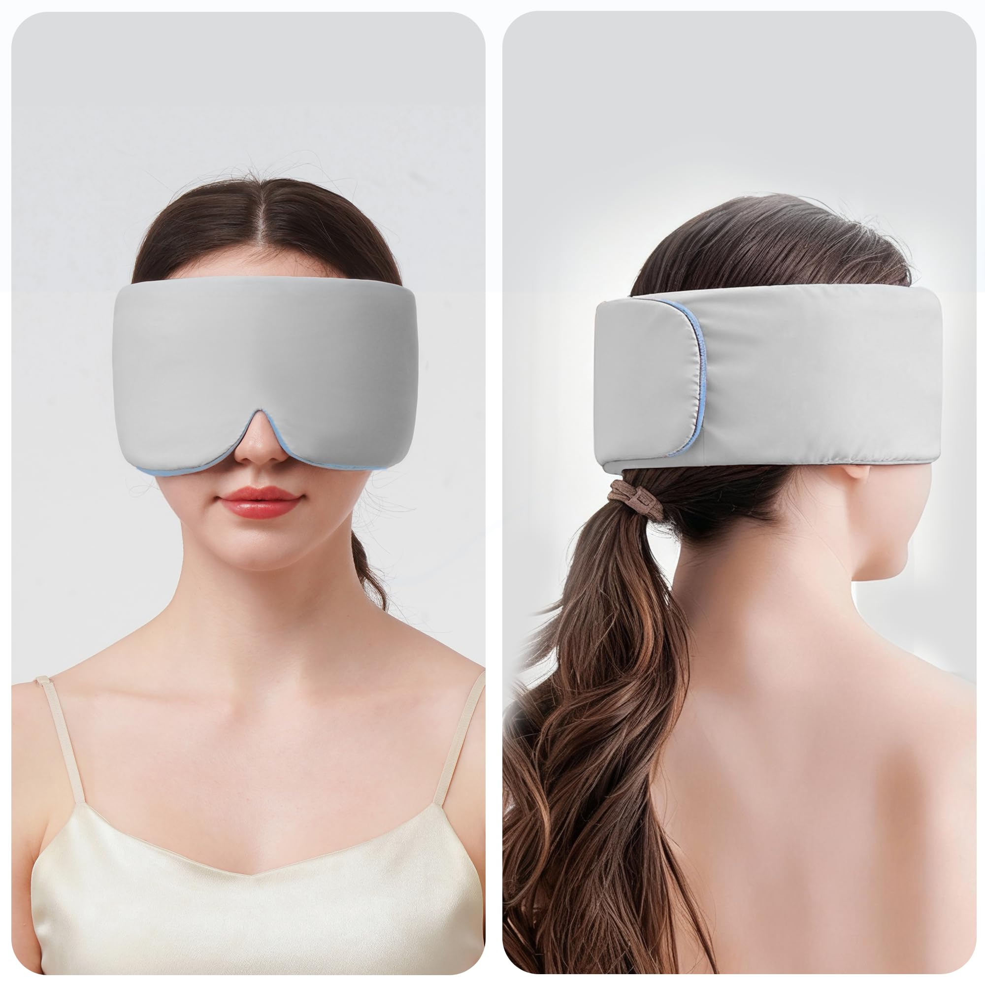 Tri-tra masque yeux gris, ajuste avec fermeture auto-agrippante pour port personnalisé.