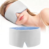 Tri-tra masque yeux gris, vue avant, favorise un sommeil paisible en voyage.