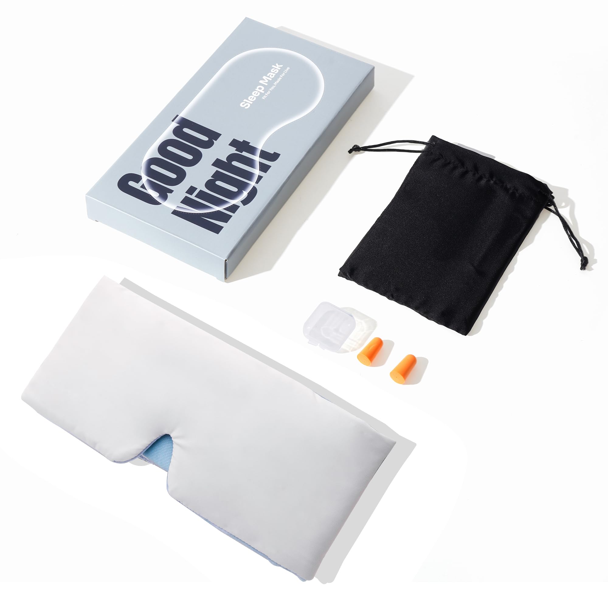 Tri-tra masque yeux gris, coffret cadeau luxe, packaging élégant.