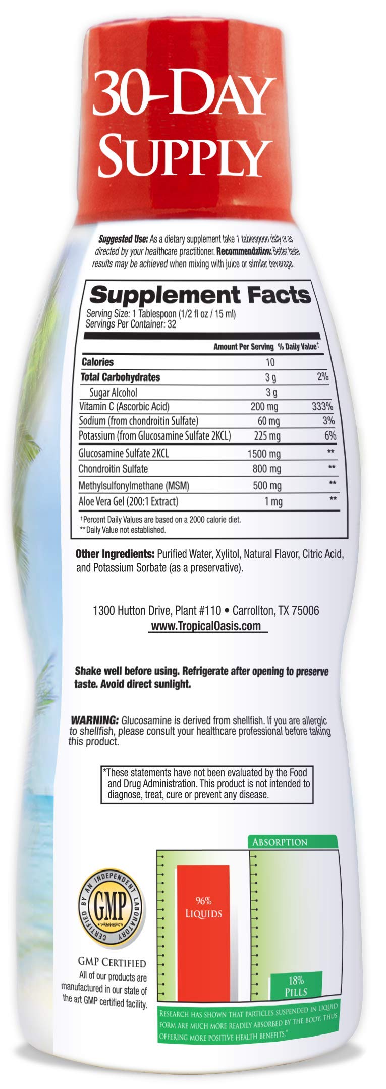 Tropical Oasis: étiquette claire sans colorants artificiels pour une consommation sûre.
