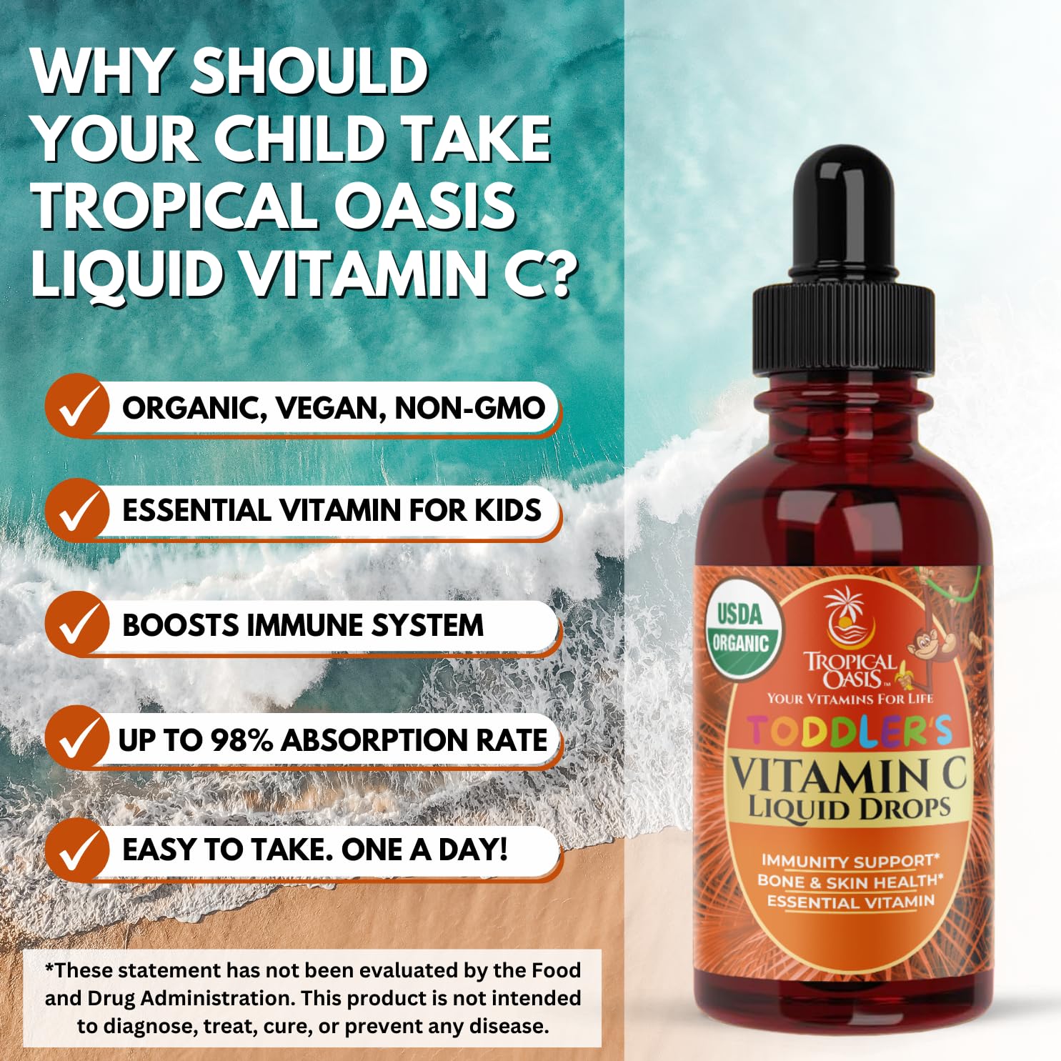 Boîte de 60 portions Tropical Oasis Vitamin C, pratique pour le quotidien.