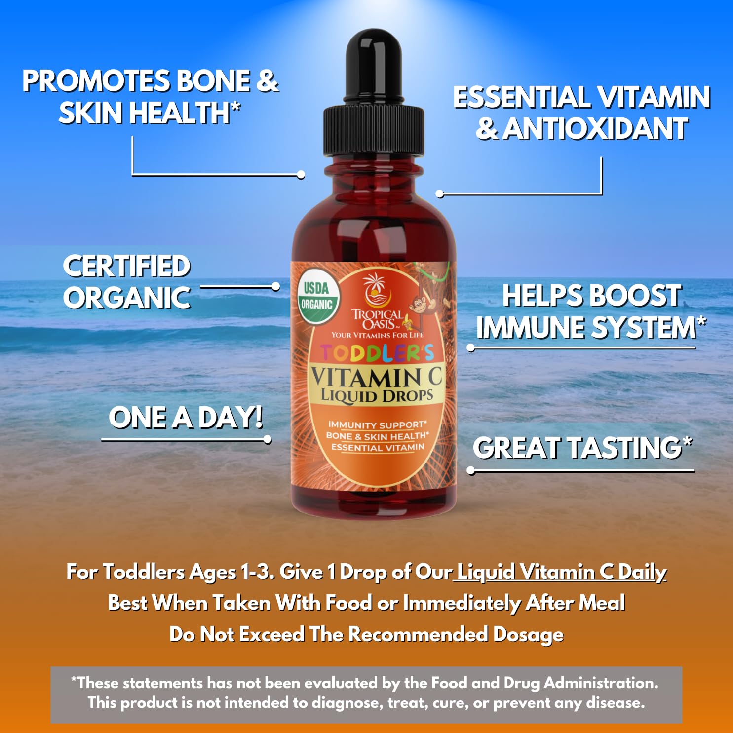Vitamine C biologique Tropical Oasis, sans OGM et vegan.