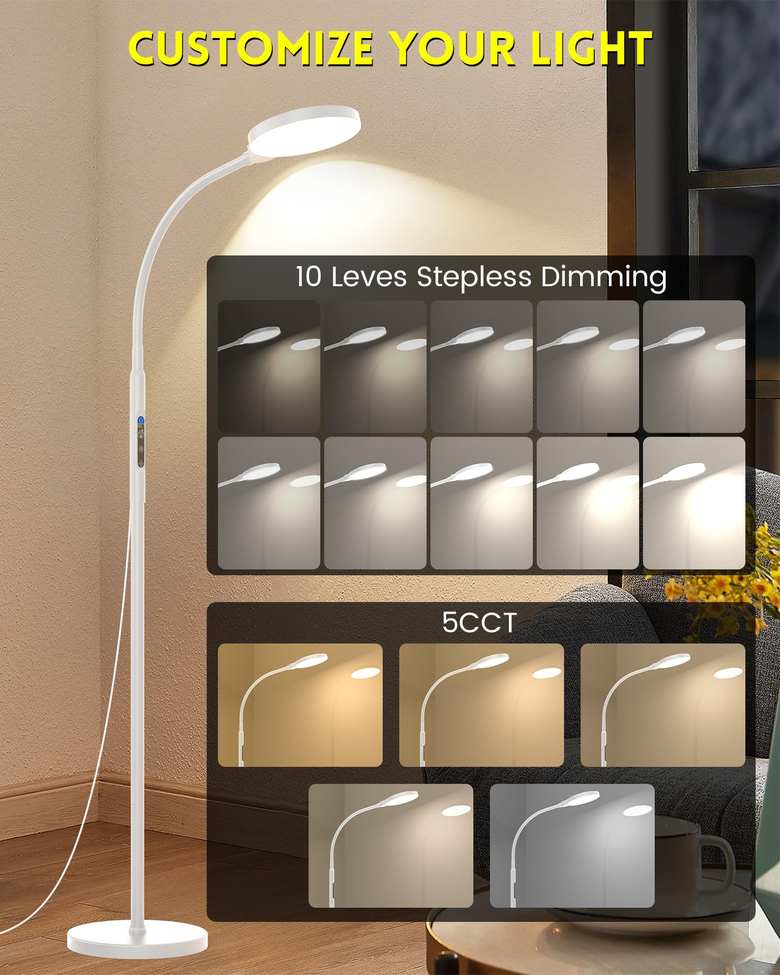 Lampe TroupePal réglage de brillance en 10 niveaux pour divers usages.