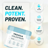 TROVICA Colostrum préparation-verre : dissolution rapide dans l'eau.