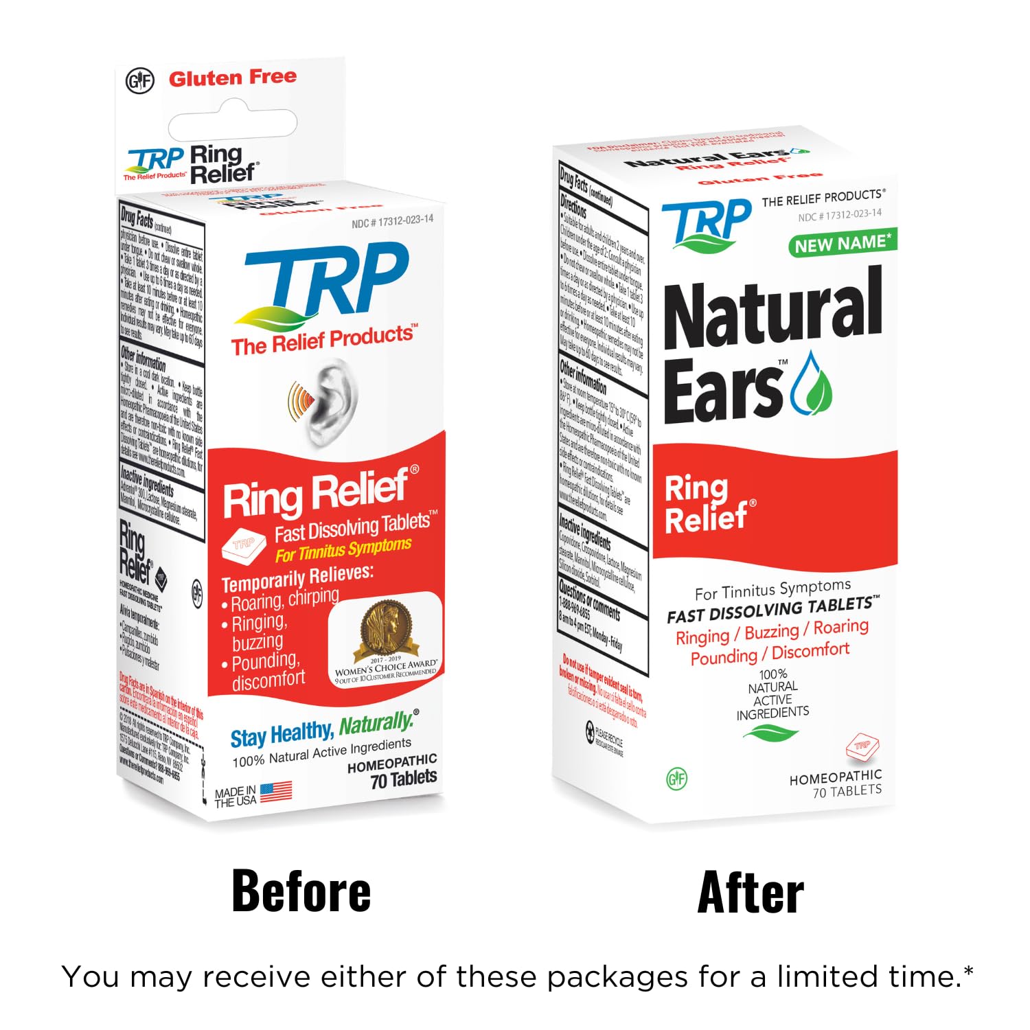 TRP Ring Relief — mise en scène avec flacon et mode d'emploi clair