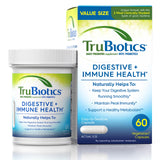 TruBiotics, bouteille de capsules, soutien digestion régulière et confort intestinal.