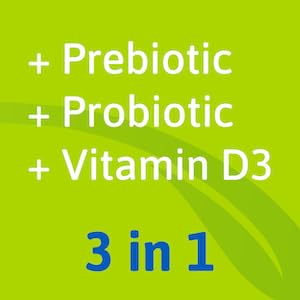 Étiquette TruBiotics montrant FOS et vitamine C comme ingrédients clés.