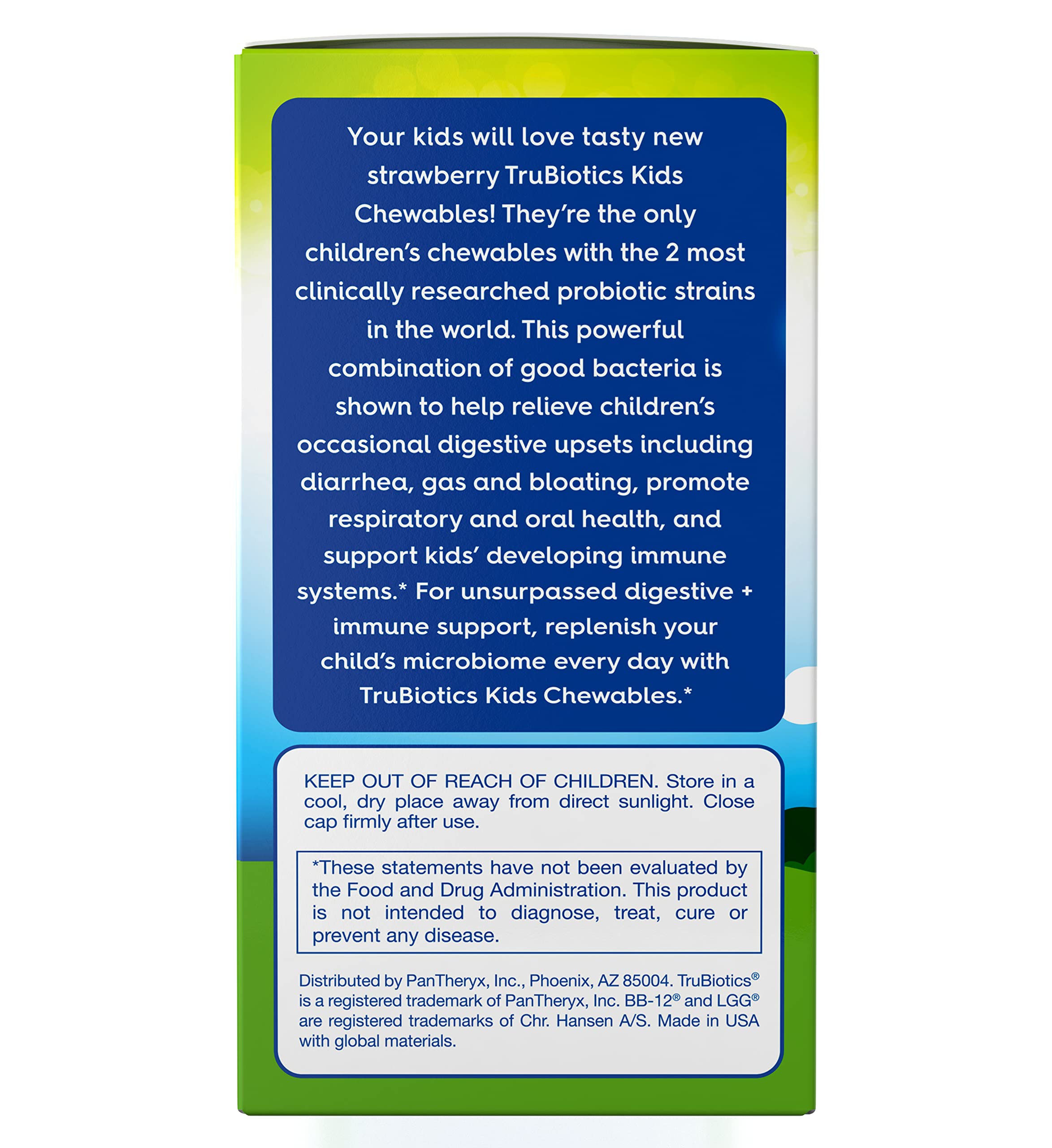 TruBiotics pour enfants avec les souches LGG et BB-12, soutien immunitaire potentiel.