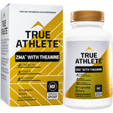 True Athlete ZMA + L Theanine – bouteille de 90 capsules prête à l’emploi nocturne.