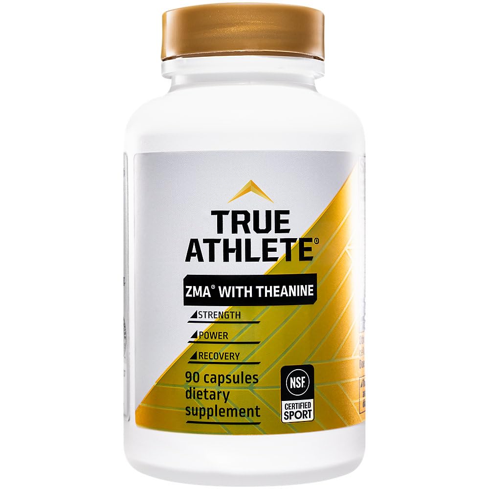 Capsules True Athlete ZMA + L Theanine, faciles à avaler après l’entraînement.