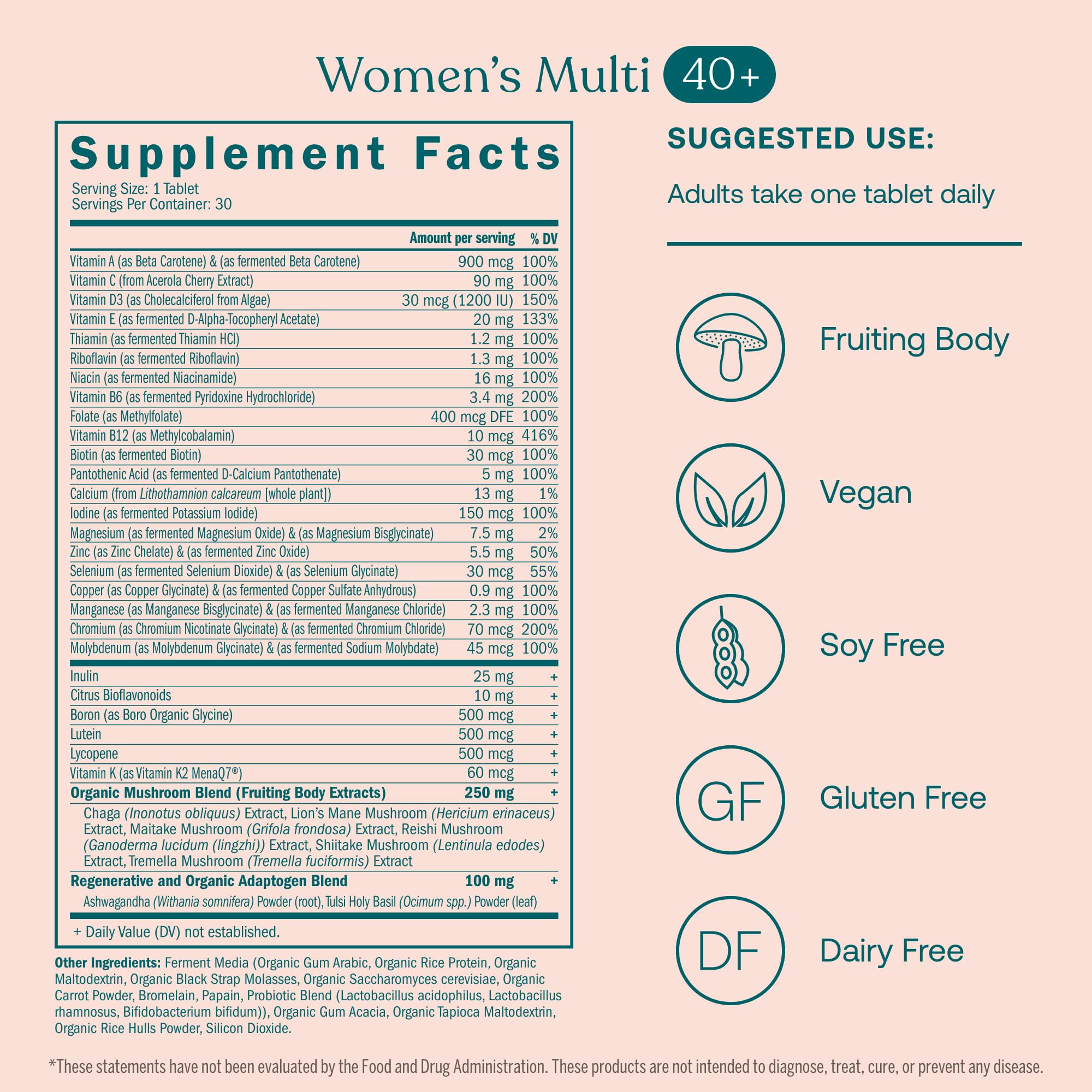 True Grace multivitamine femme 40+ en bouteille, soutien potentiel quotidien