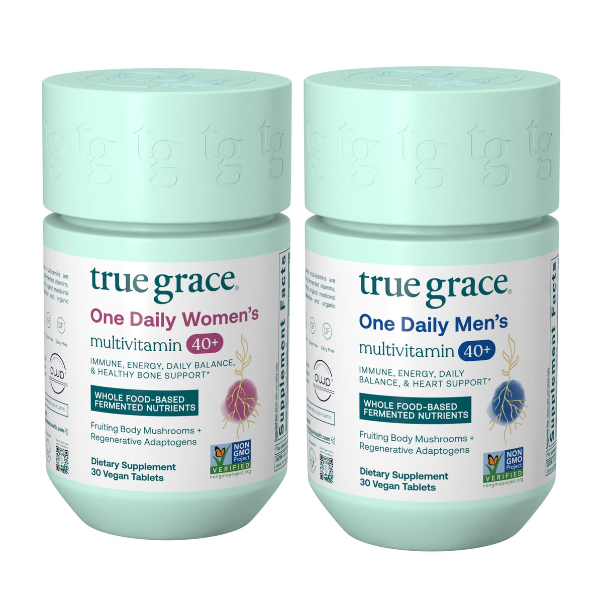 True Grace multivitamine homme 40+ en bouteille, soutien potentiel quotidien