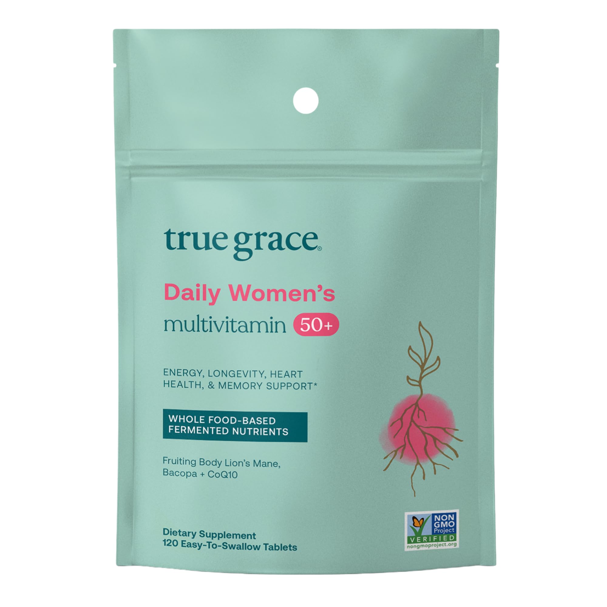 True Grace – bouteille de multivitamines quotidiennes 50+, soutien immunitaire potentiel.