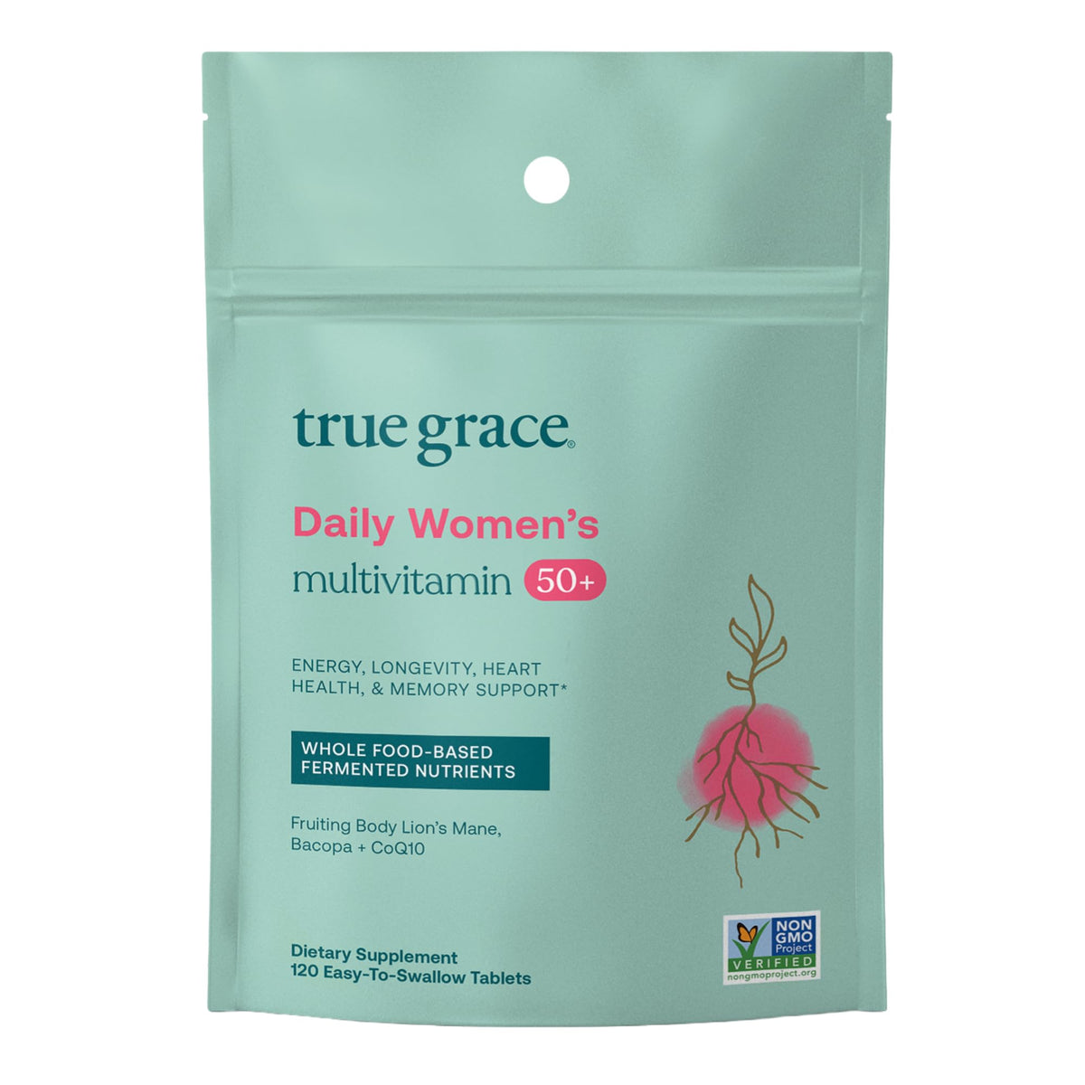 True Grace – bouteille de multivitamines quotidiennes 50+, soutien immunitaire potentiel.