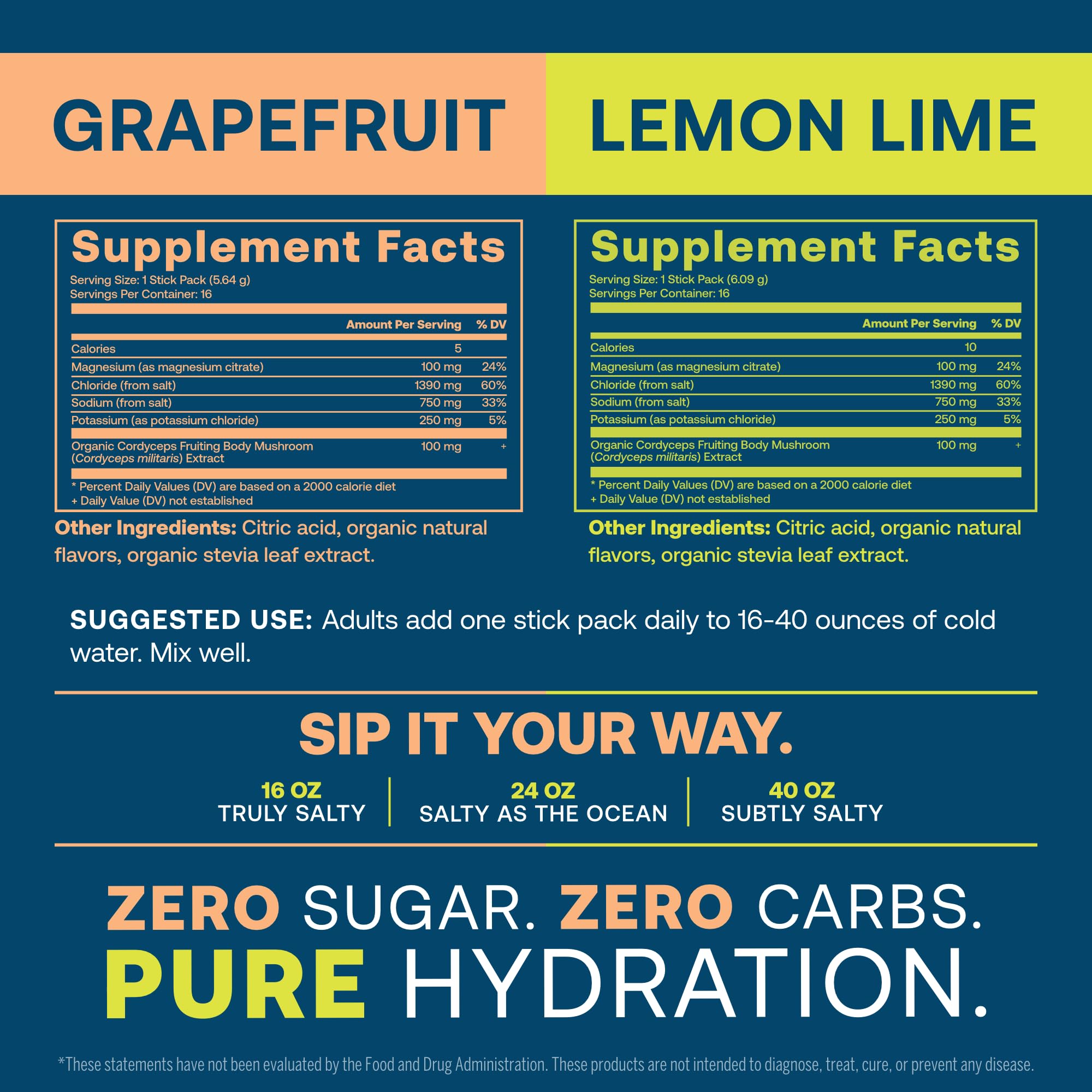 True Grace ElectroMag citron-lime sachet, saveur rafraîchissante sans glucides.