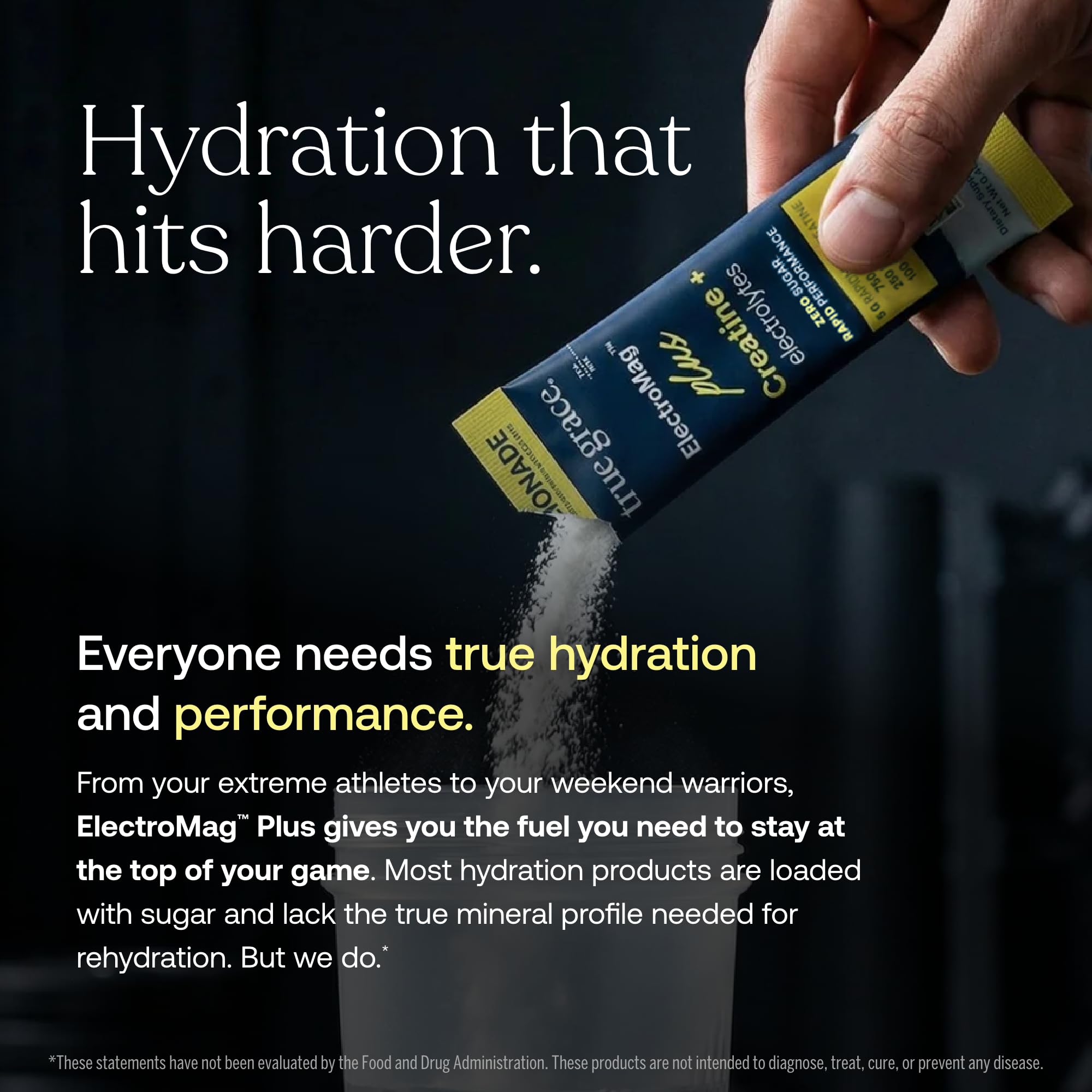 True Grace ElectroMag + Creatine: sachet Lemonade, 5 g de OptiCreatine pour la récupération améliorée