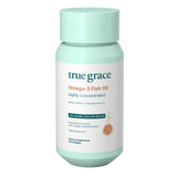 True Grace Omega-3: bouteille-gelules prête pour usage quotidien.