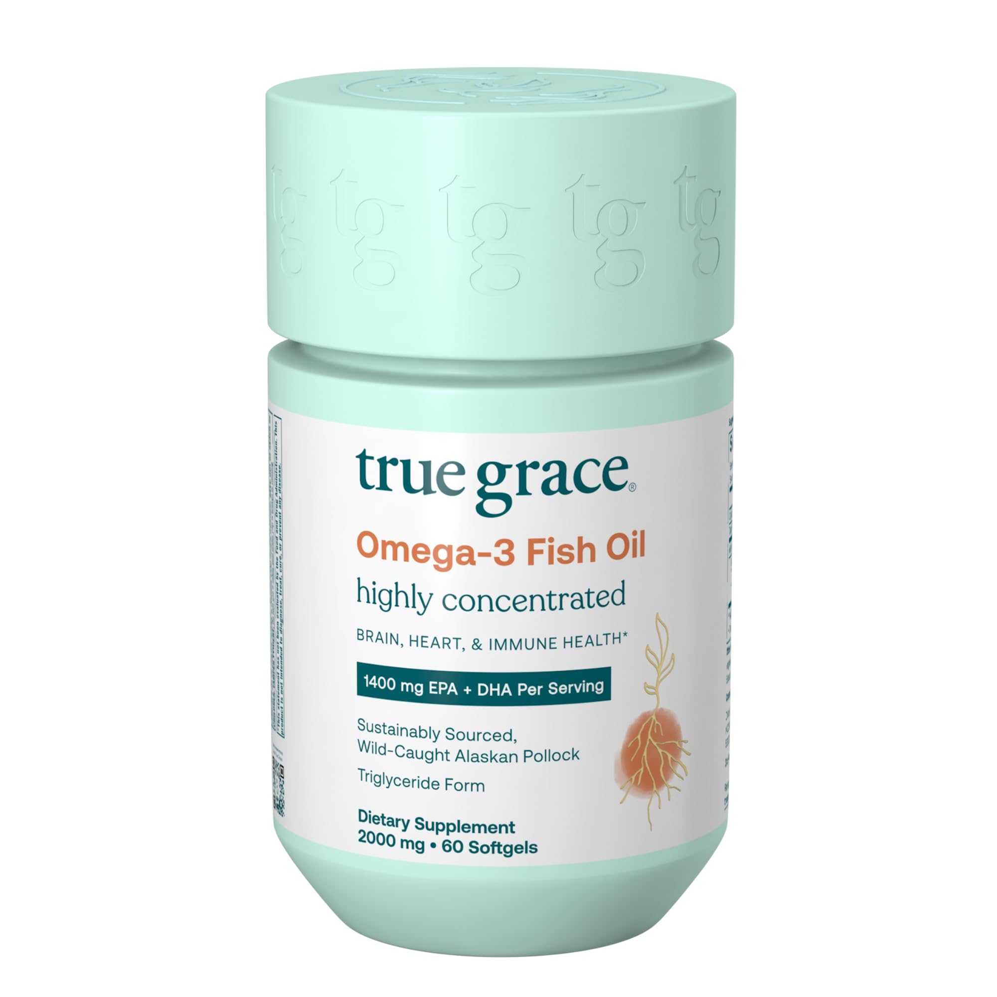 True Grace Omega-3: bouteille avec gélules faciles à prendre pour le quotidien