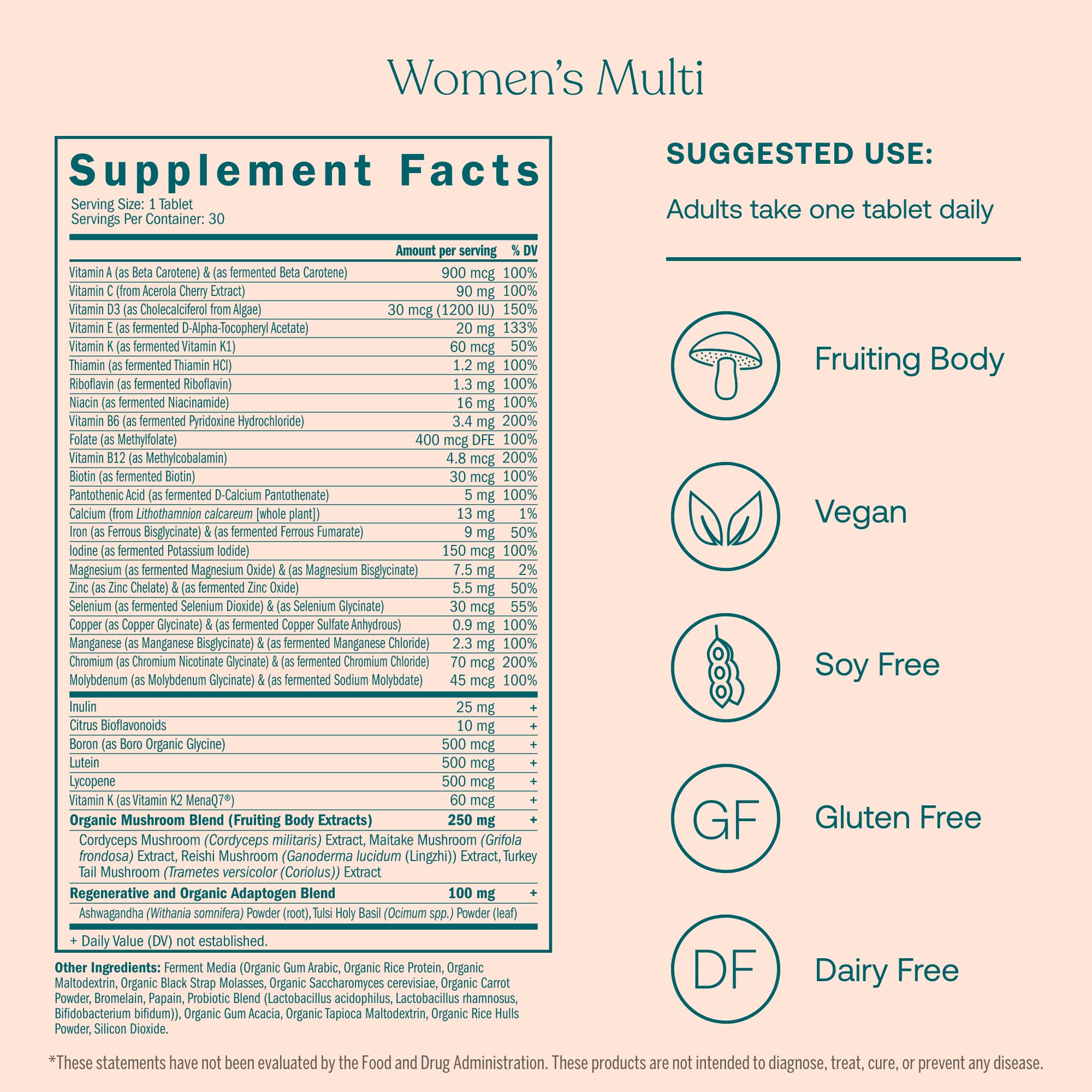 True Grace One Daily Femmes, bouteille vegan adaptée pour énergie et bien-être.