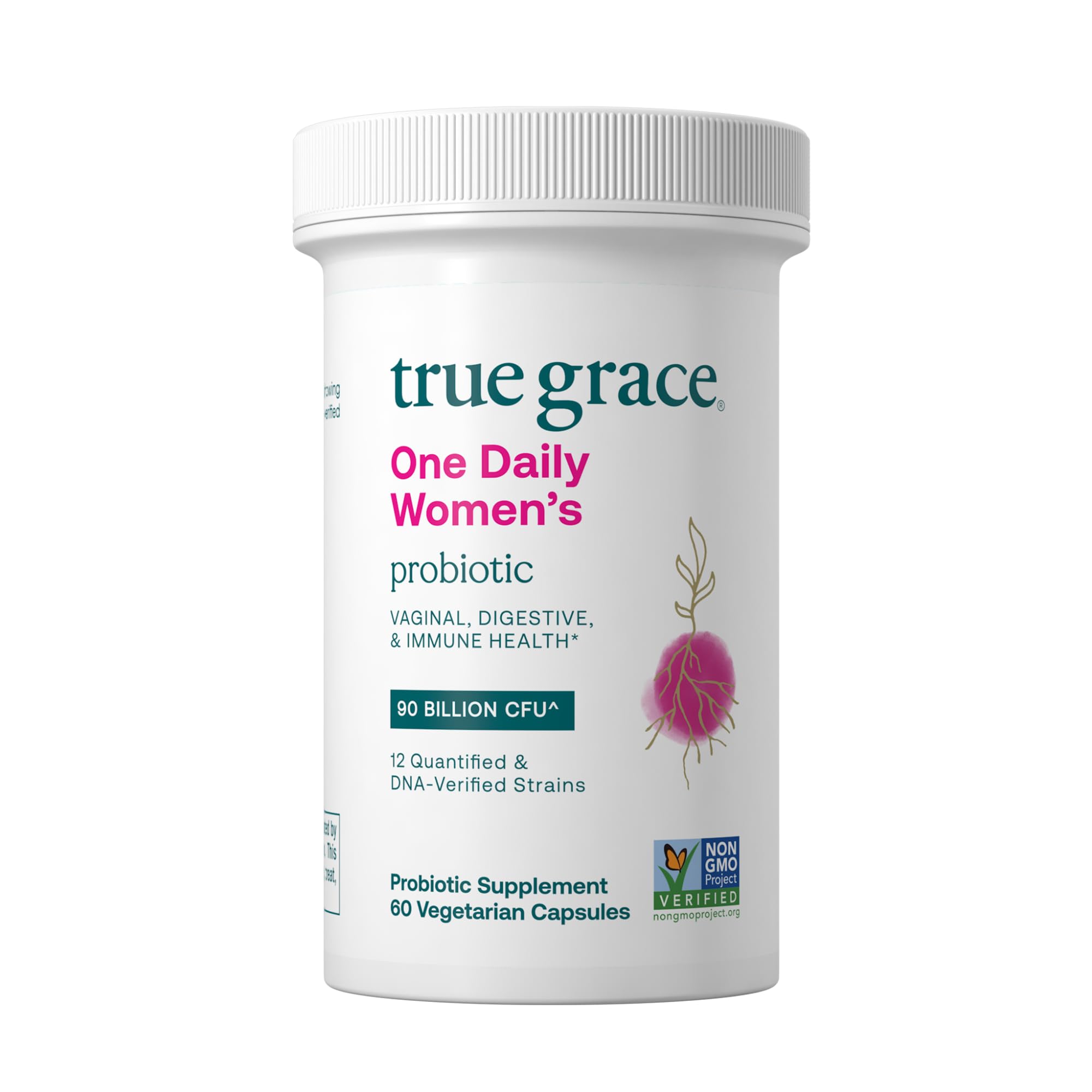 True Grace One Daily Probiotique – bouteille: soutien potentiel à l'équilibre intestinal.