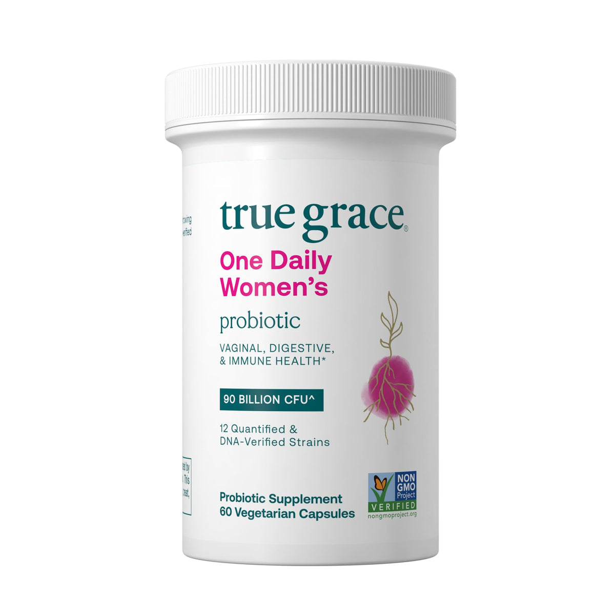 True Grace One Daily Probiotique – bouteille: soutien potentiel à l'équilibre intestinal.