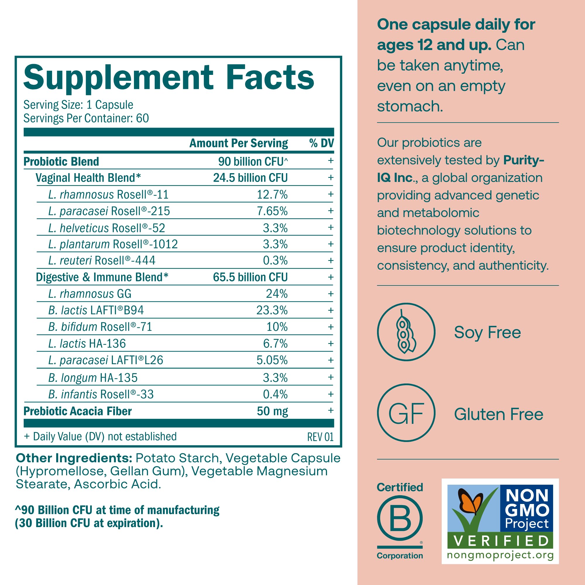 True Grace One Daily Probiotique – capsules végétariennes: faciles à avaler au quotidien.