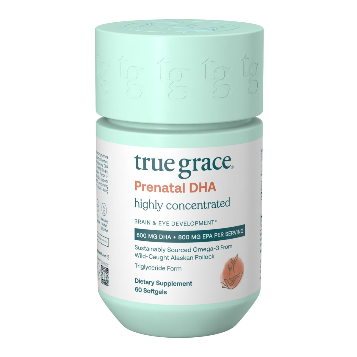 True Grace Prenatal DHA – flacon de gélules pour soutien potentiel au développement prénatal