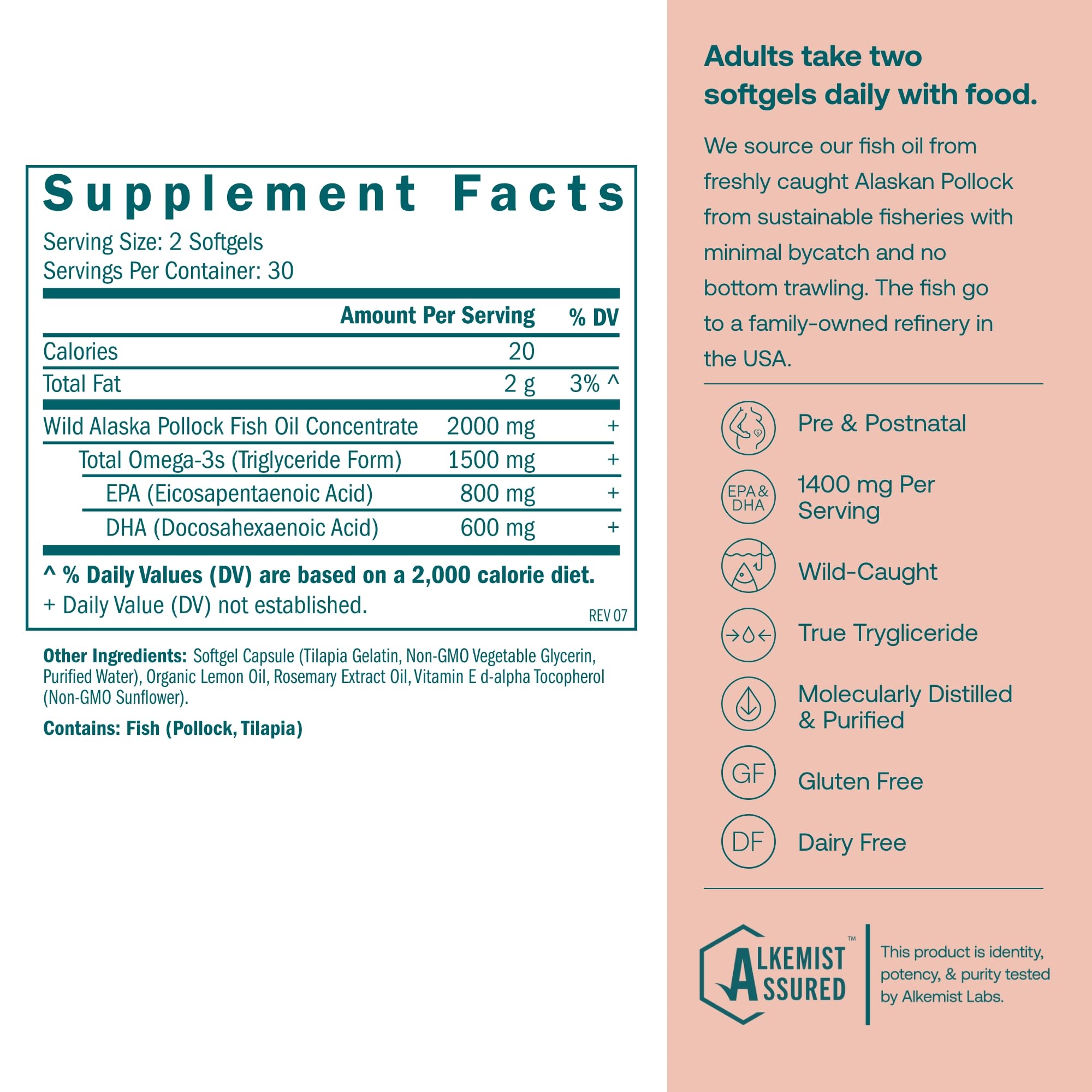 Gélules True Grace Prenatal DHA en forme triglycérides pour absorption potentielle améliorée