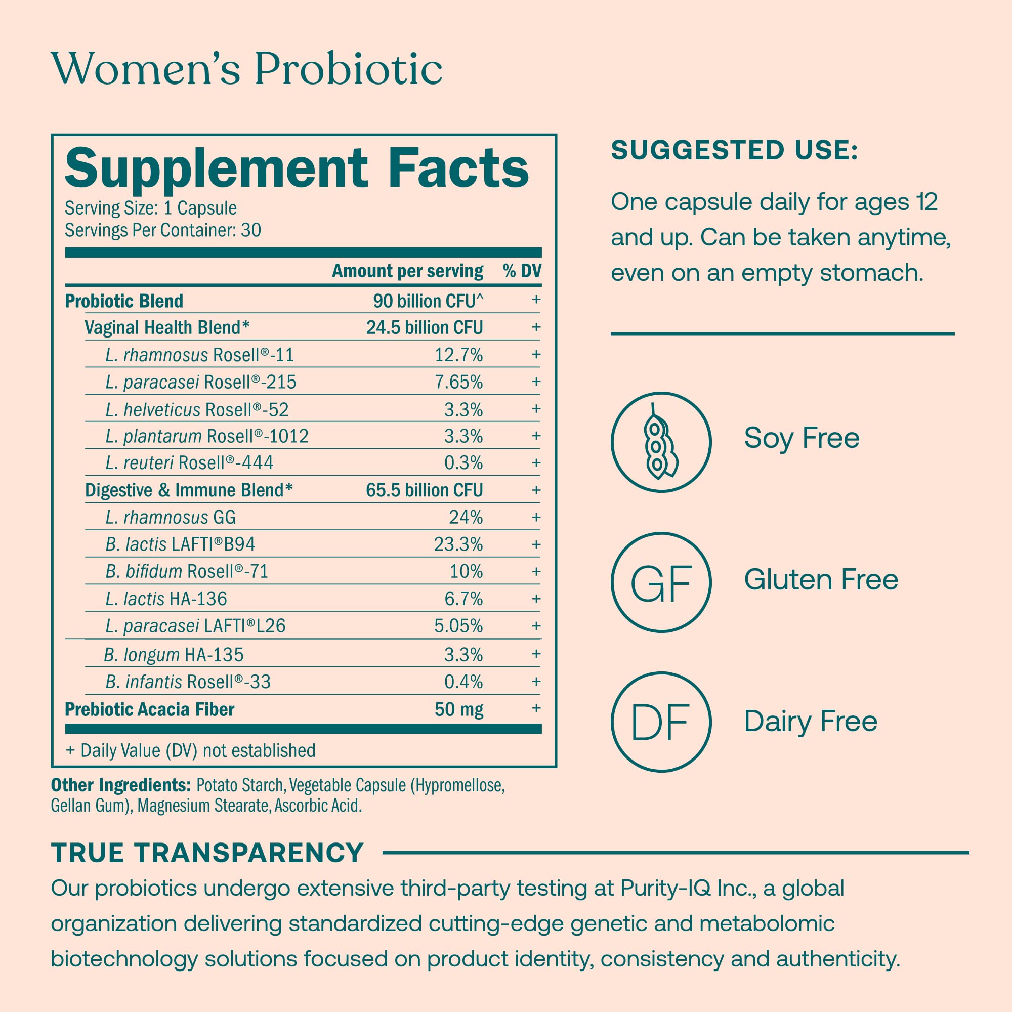 Probiotiques True Grace 12 cultures, équilibre intestinal potentiel.