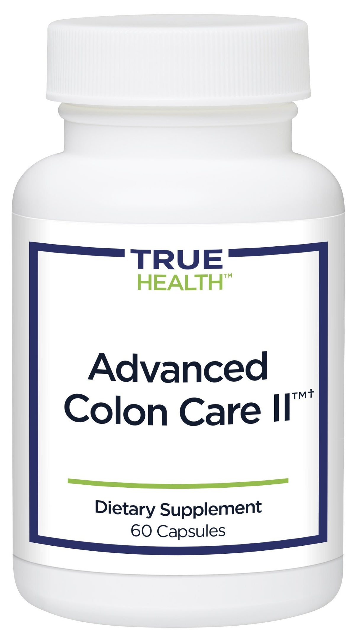 True Health Advanced Colon Care II — bouteille montrant le mélange laxatif naturel pour confort digestif.
