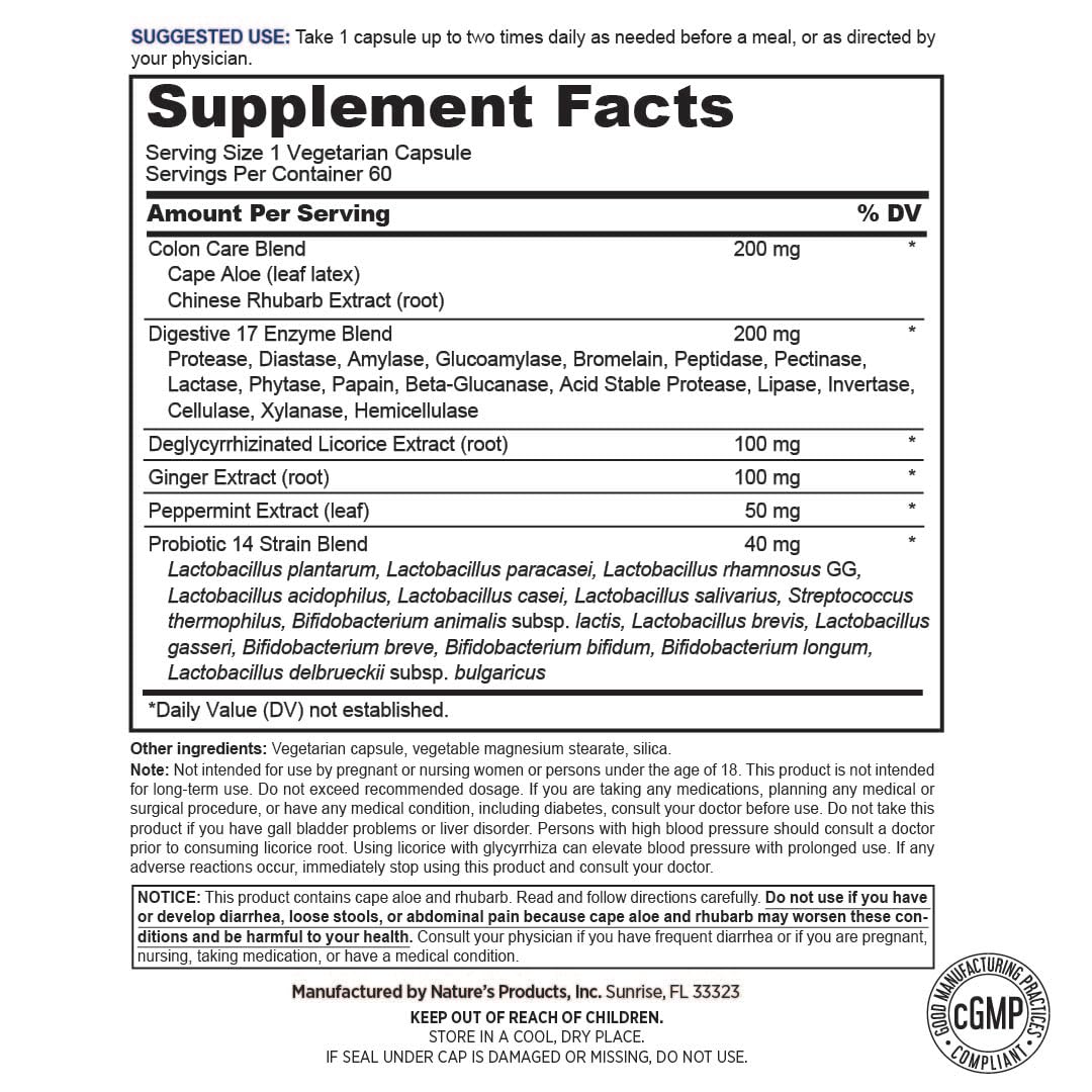 True Health Soin du côlon - Capsules : formulation probiotique et enzymatique pour une digestion quotidienne.