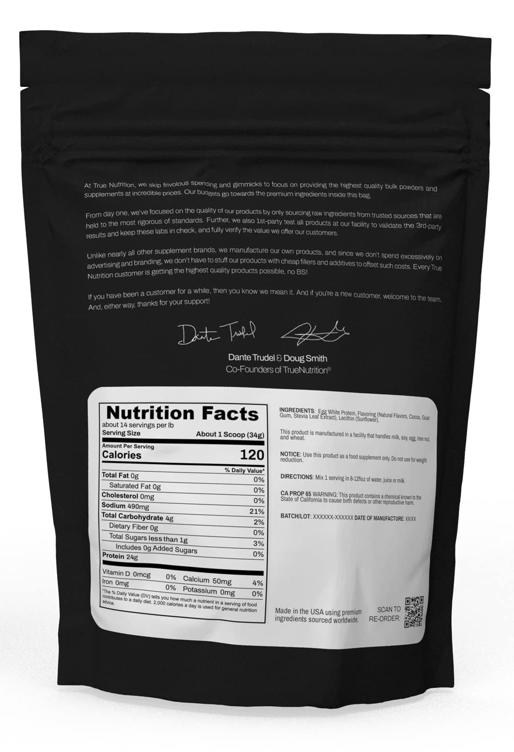 True Nutrition protéine œuf blanc dans shaker prêt à mélanger.