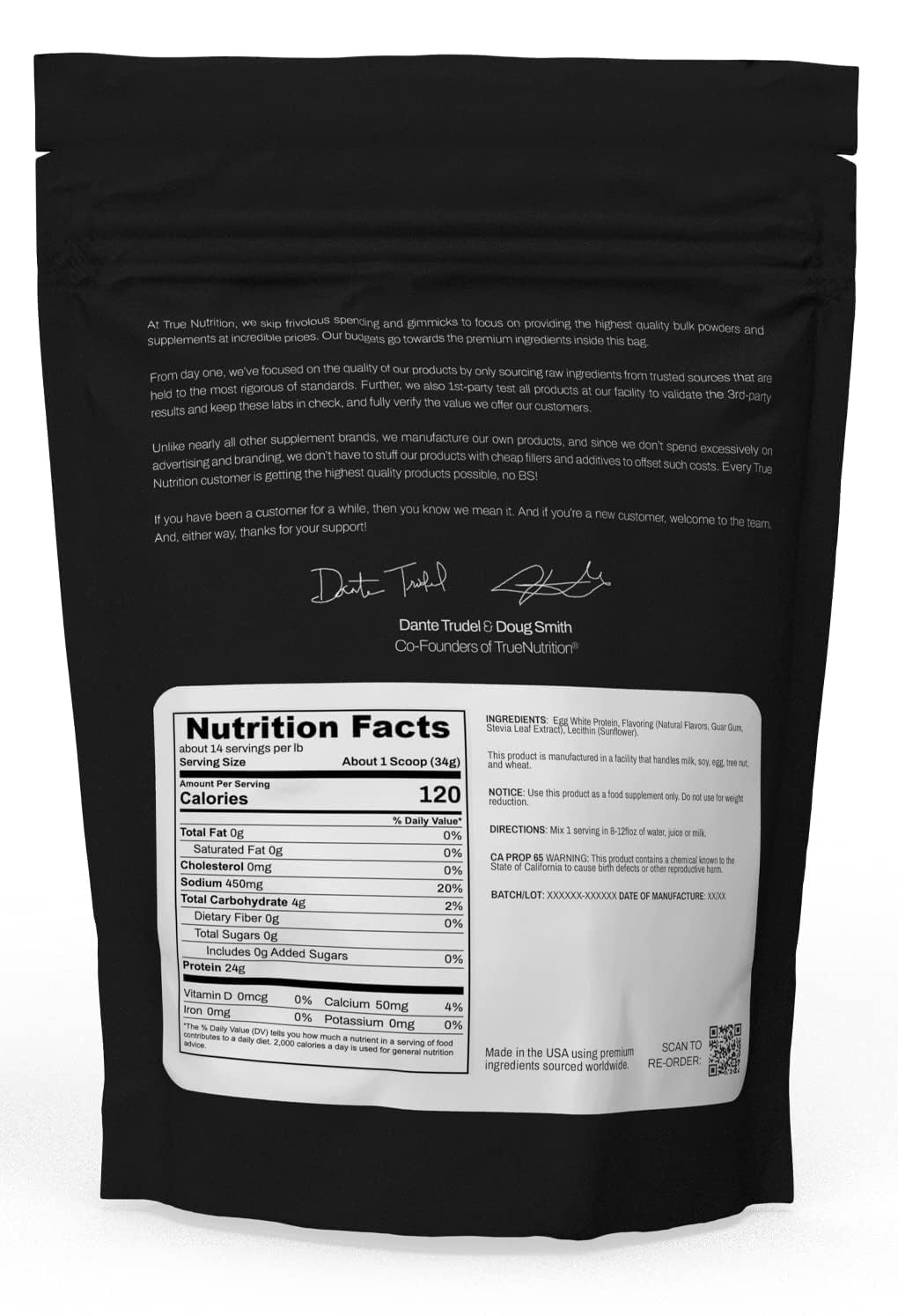 Poudre protéine d'œuf blanc True Nutrition, pot vanille française, mélange rapide