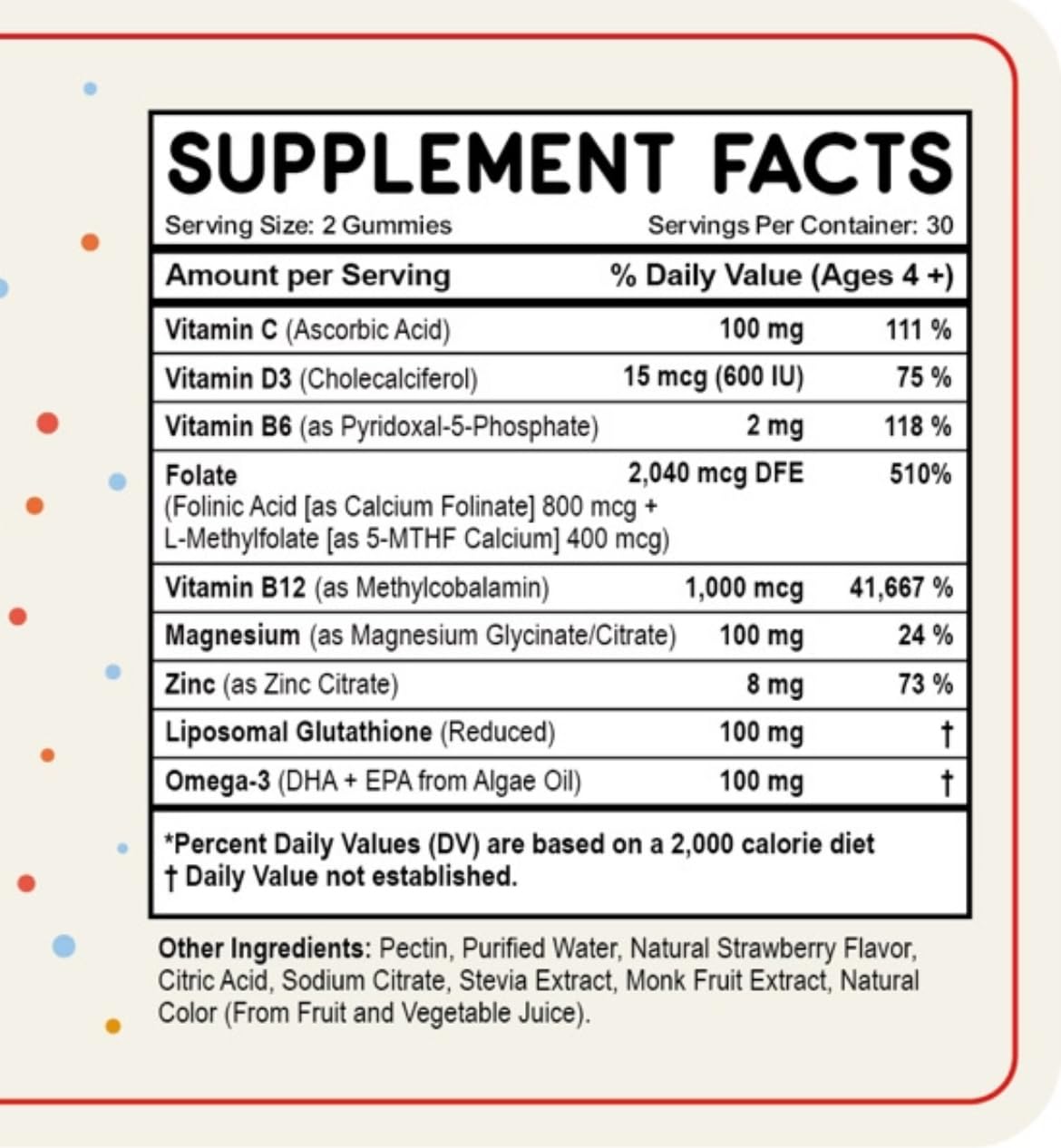 Dose quotidienne recommandée des gummies True Reflectionz, facile à suivre.