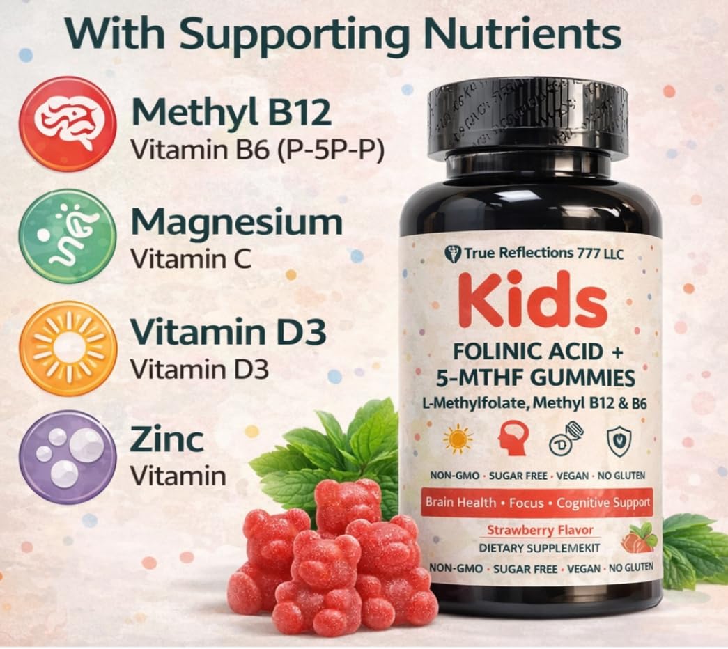 Étiquette True Reflectionz gummies affichant B12 et B6 pour la vitalité.