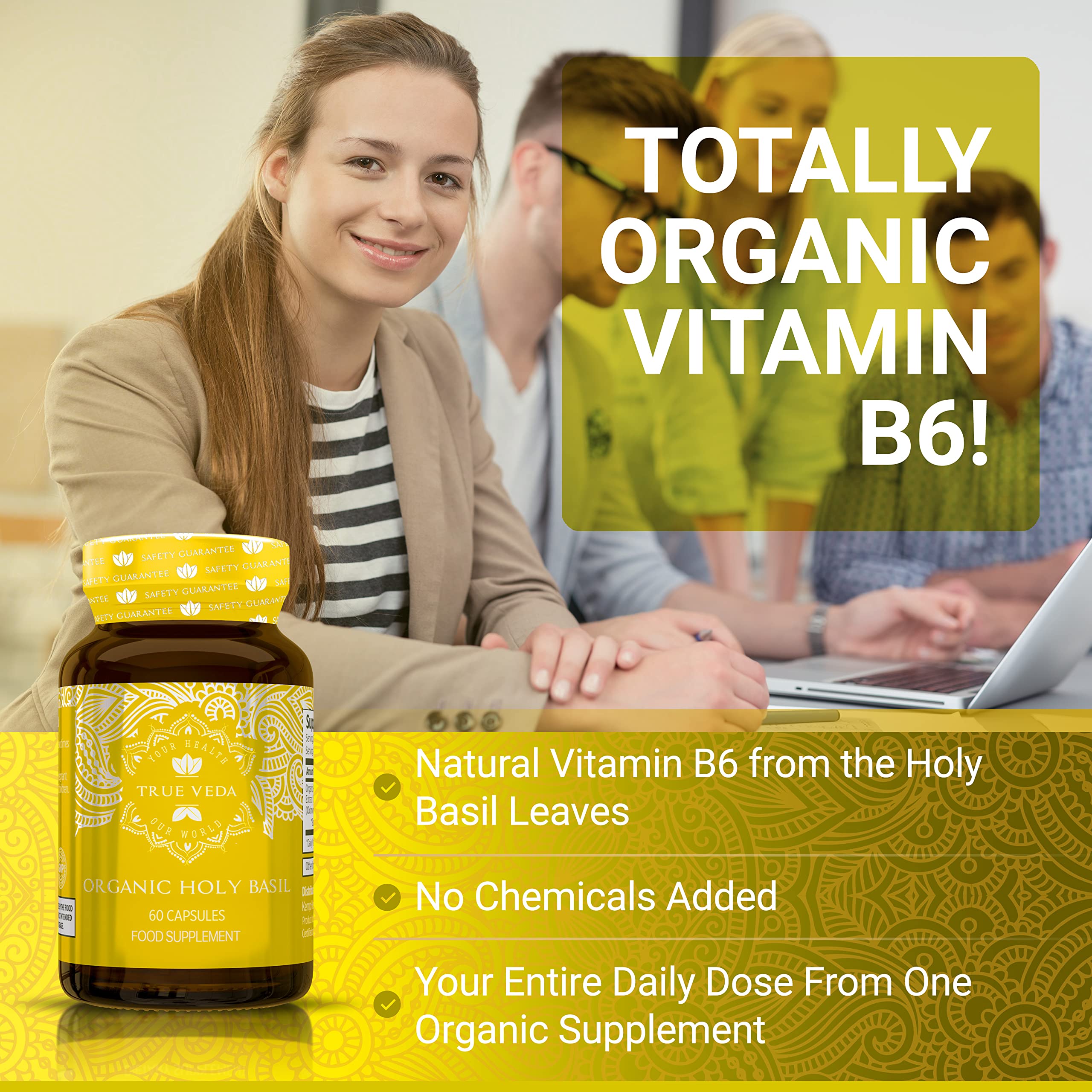 Capsules True Veda Basilic emballage éco, accessibilité et pureté.