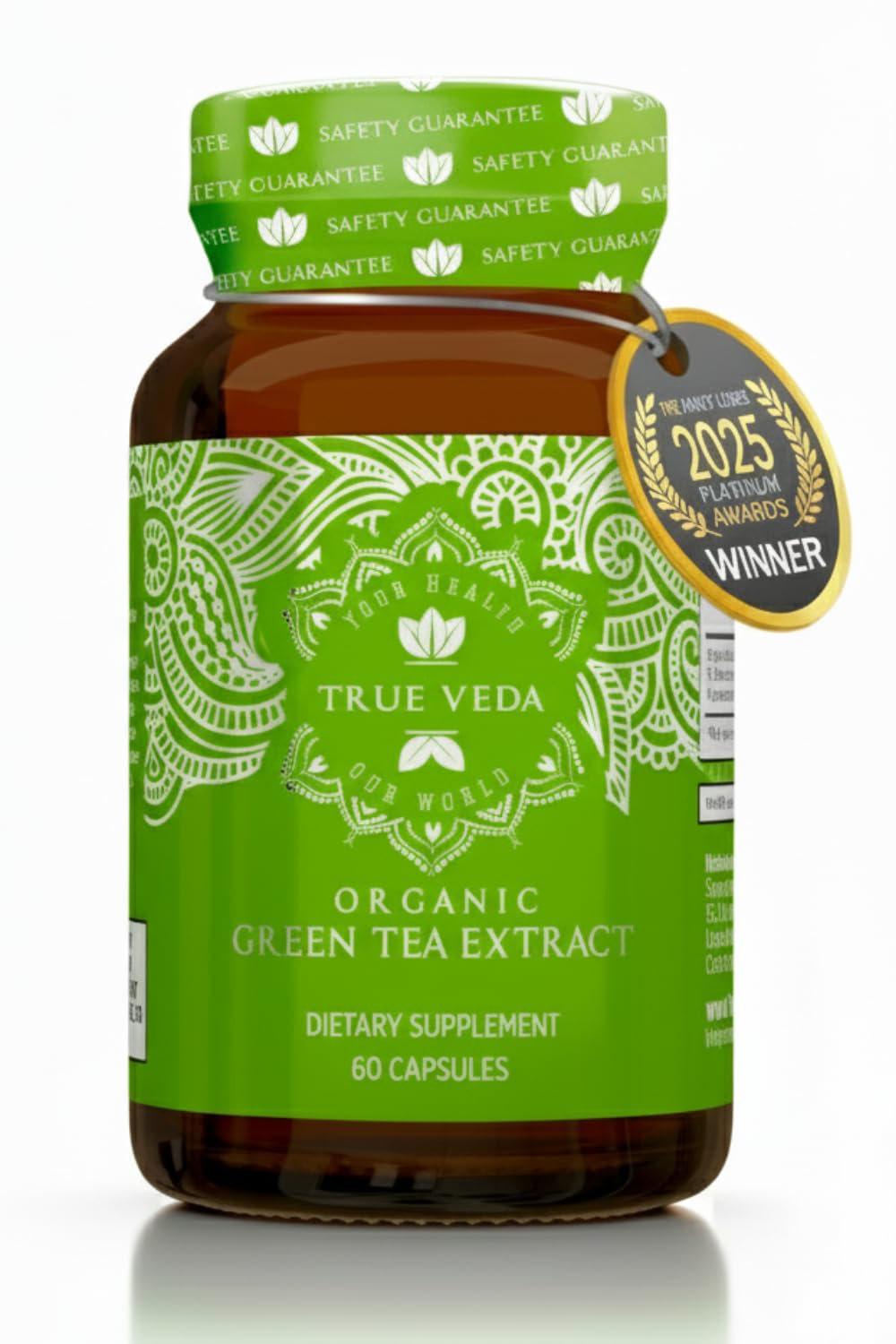 True Veda gélules-extrait-the-vert-bio, gélules végétales riches en EGCG pour une routine bien-être.