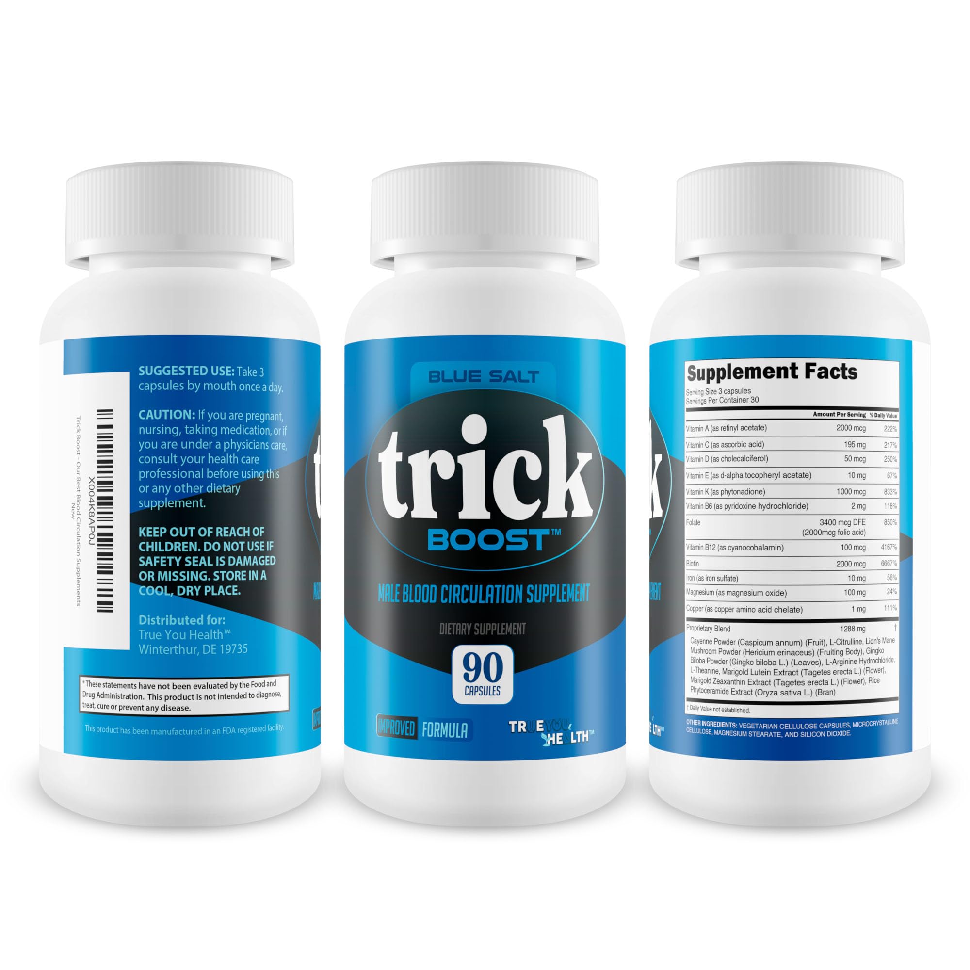 True You Health Blue Salt Trick Boost – Capsules faciles à avaler pour l’énergie et la circulation.
