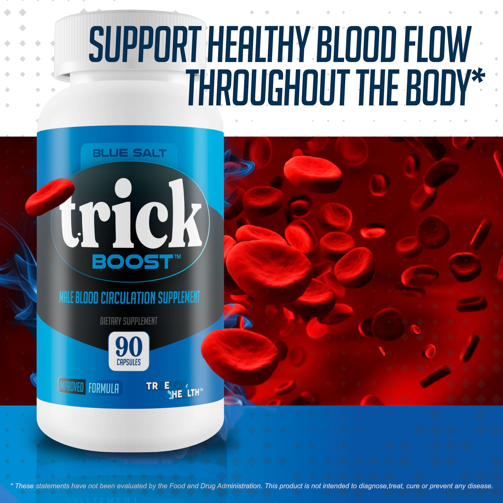 True You Health Blue Salt Trick Boost – Ingrédients clés démontrant une approche ciblée de la circulation.