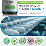 TRUEMED Capsules D3 K2 5000UI faciles à prendre.