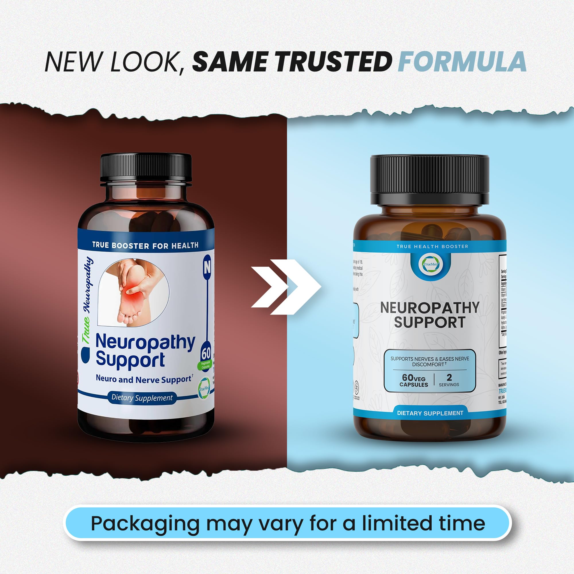 TRUEMED Neuropathie Support, étui, rangement sûr des capsules végétales.