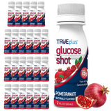 TRUEplus Glucose Shots - bouteille grenade ouverte, accès rapide à l'énergie.