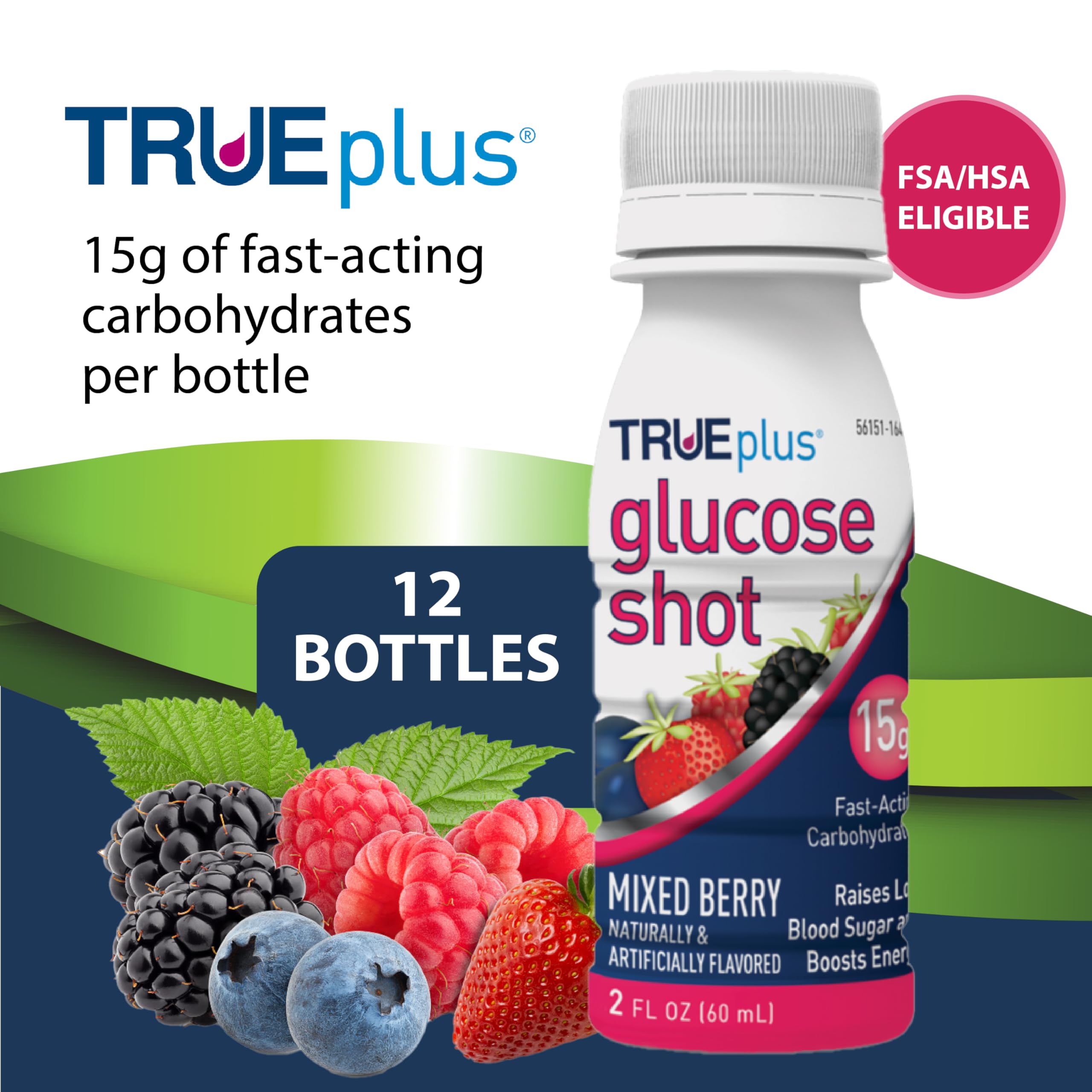 TRUEplus Glucose Shots saveur baies mélangées goût fruité et rafraîchissant