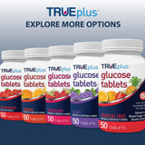TRUEplus tablettes glucose orange utilisation quotidienne, solution portable pour regain d'énergie.