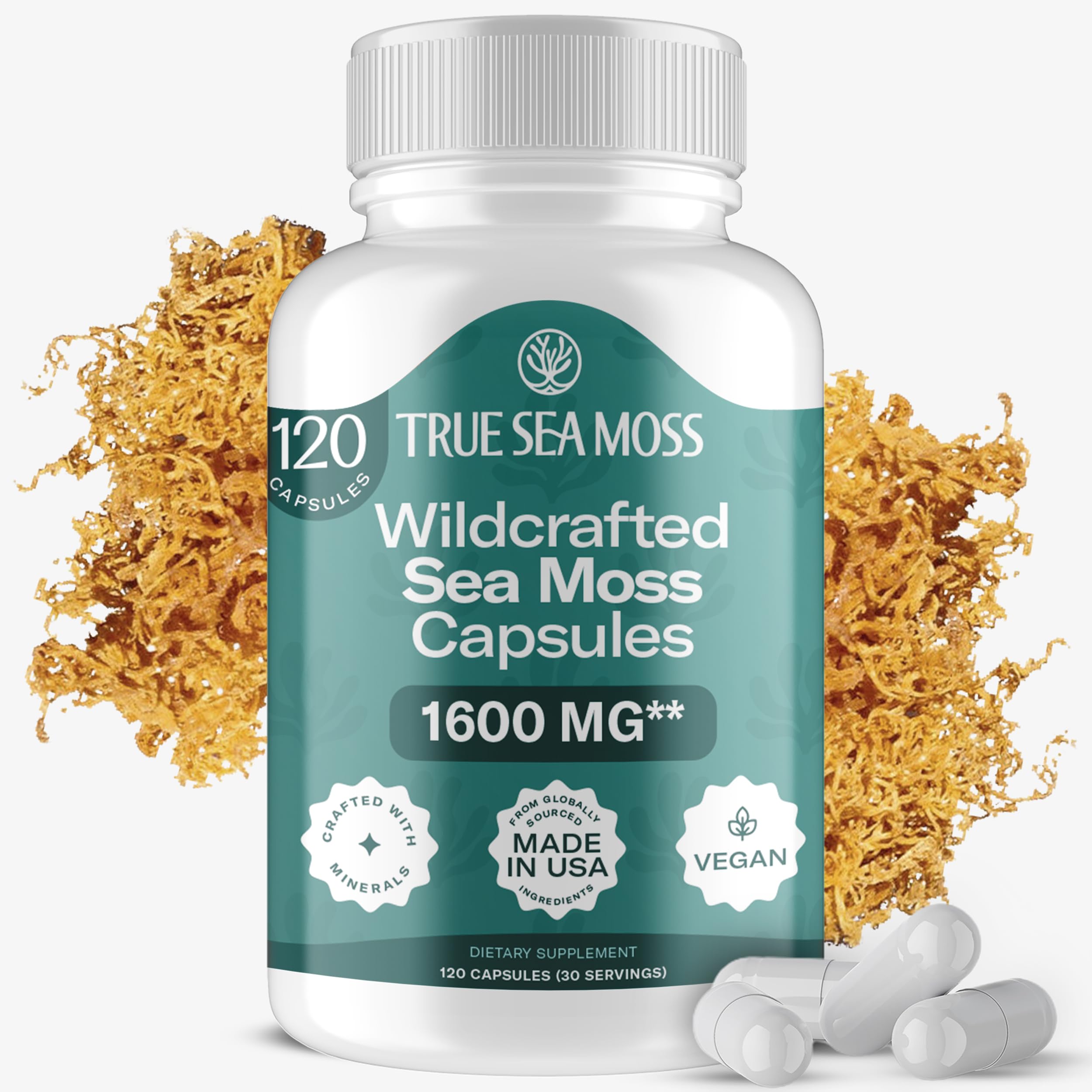 TrueSeaMoss – capsules irlandaises dans une bouteille, soutien nutritionnel potentiel au quotidien