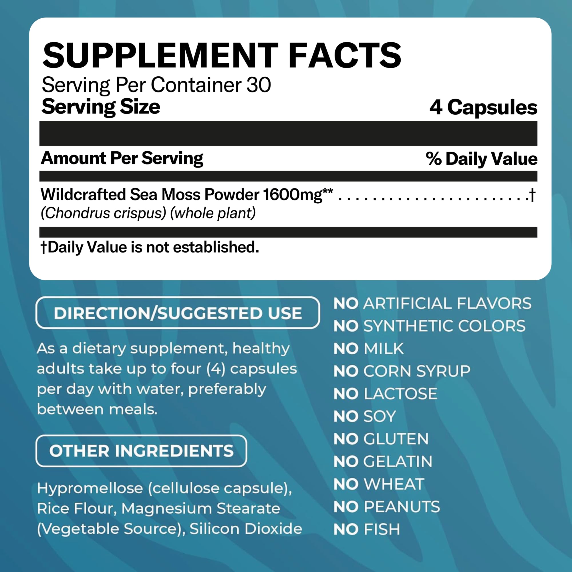 TrueSeaMoss – capsules 1600 mg, dosage clair pour routine bien-être